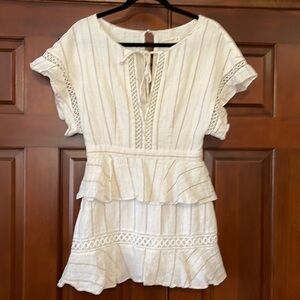 Stevie May linen blend crochet trimmed mini dress